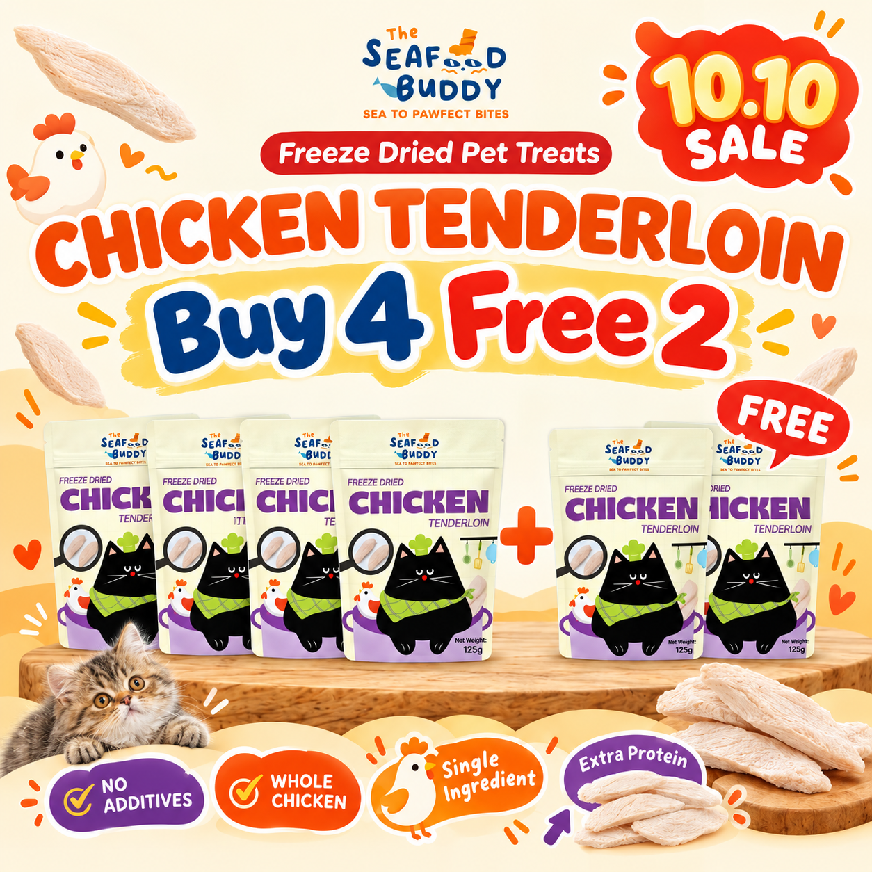 Chicken Tenderloin 🐔 High Protein Tender Treat for Cats & Dogs | Dental Training, High Protein Food