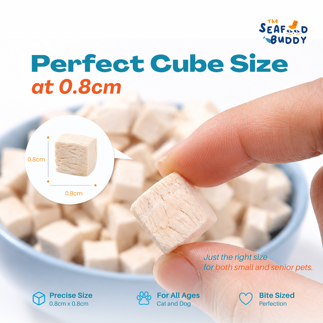 Chicken Cube 0.8cm - Perfect Bite Size for Cats & Dogs [Small / Senior Pets]