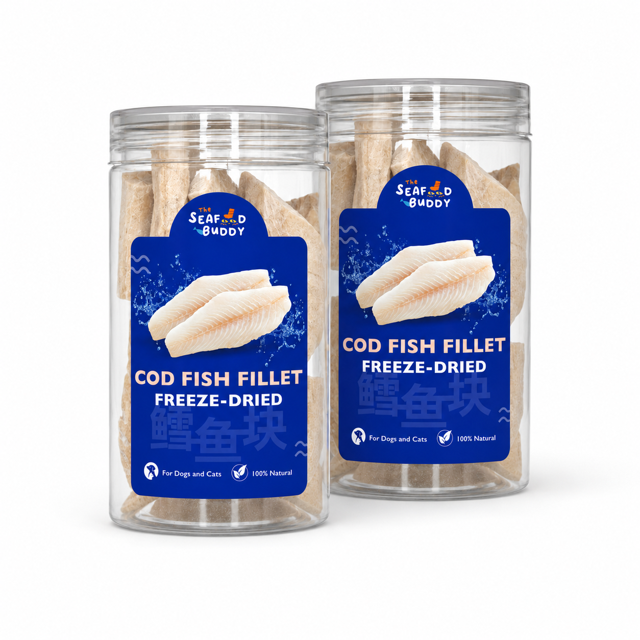SeafoodBuddy Freeze-Dried Cod Fish Fillet | Natural Seafood Cat & Dog Treat | High Protein Treats, Dental Cleaner