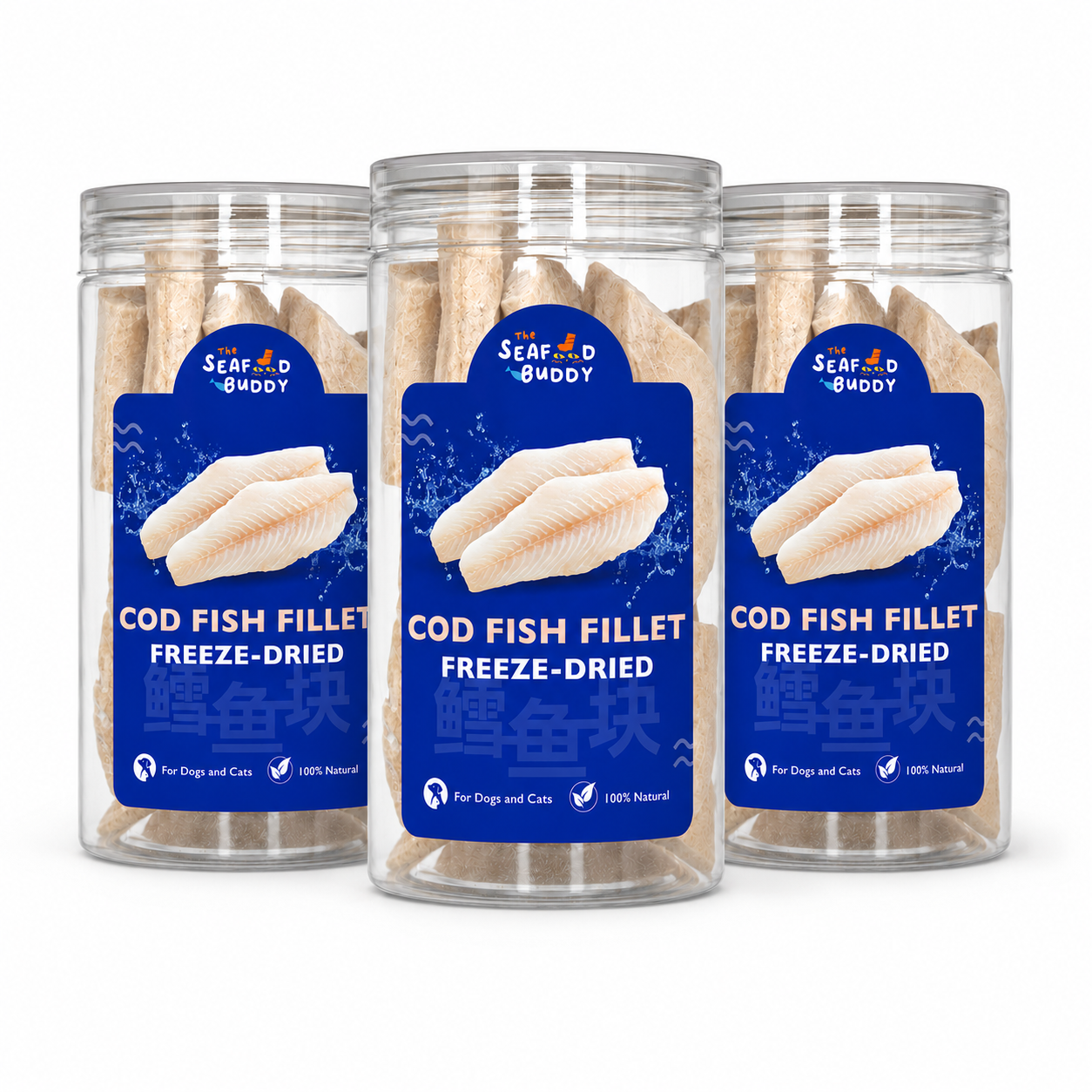 SeafoodBuddy Freeze-Dried Cod Fish Fillet | Natural Seafood Cat & Dog Treat | High Protein Treats, Dental Cleaner