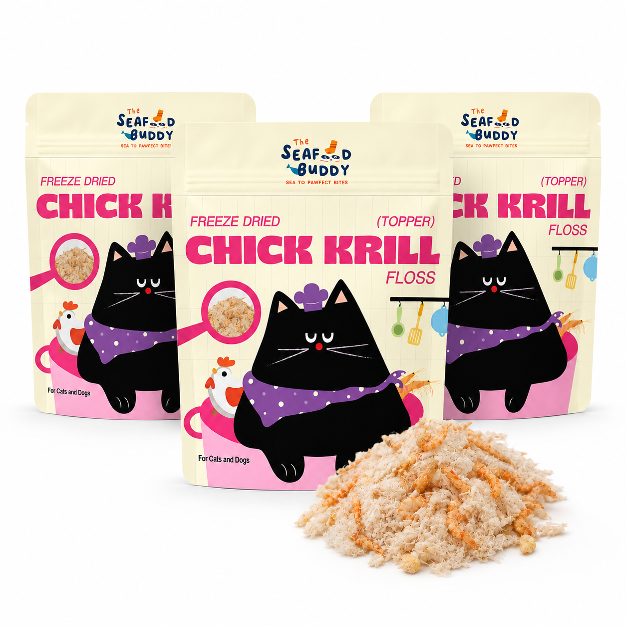 3-in-1 (Chicken, Krill & Egg Yolk) 🐔🦐🥚 | Freeze-Dried Meal Booster for Cats & Dogs 🐾