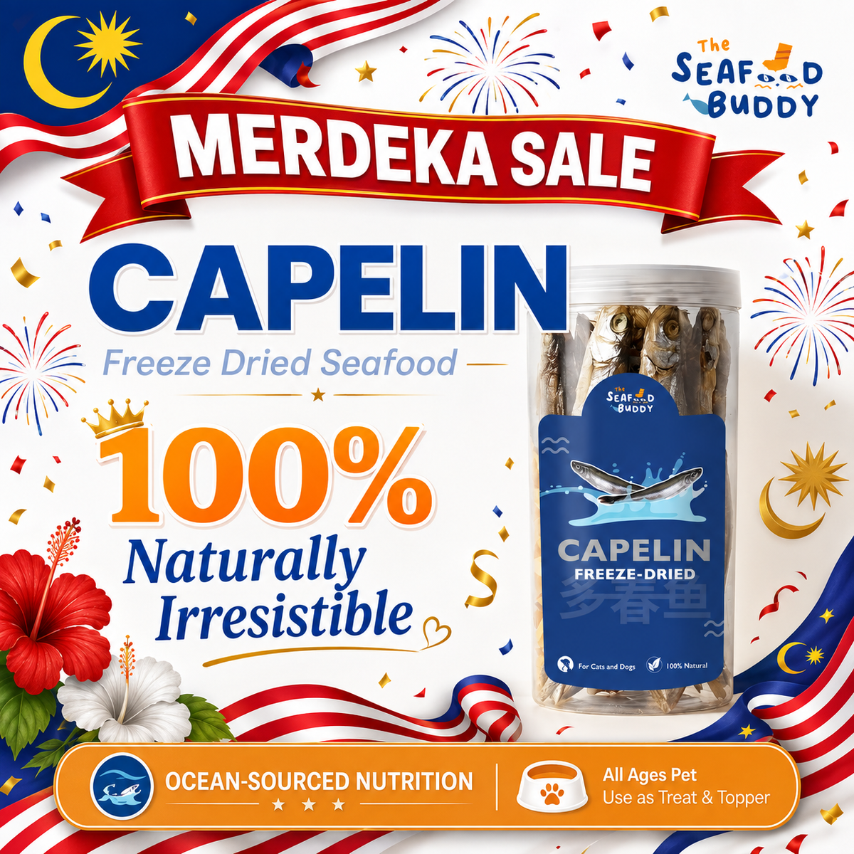 Freeze-Dried Capelin | Calcium-Rich for Strong Bones & Teeth | Whole Fish Nutrition | Cat & Dog
