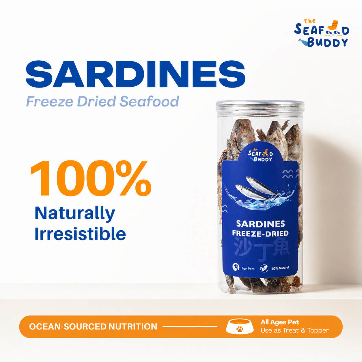 Mega Sardines | Shinier Coat & Healthier Skin | Omega-Rich Whole Fish | Cat & Dog