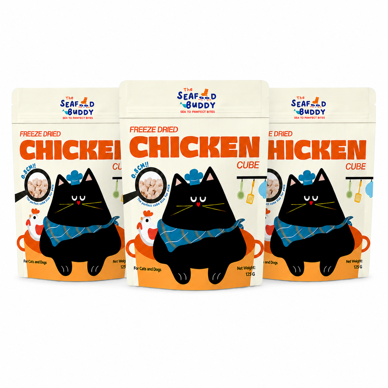 Chicken Cube 0.8cm - Perfect Bite Size for Cats & Dogs [Small / Senior Pets]