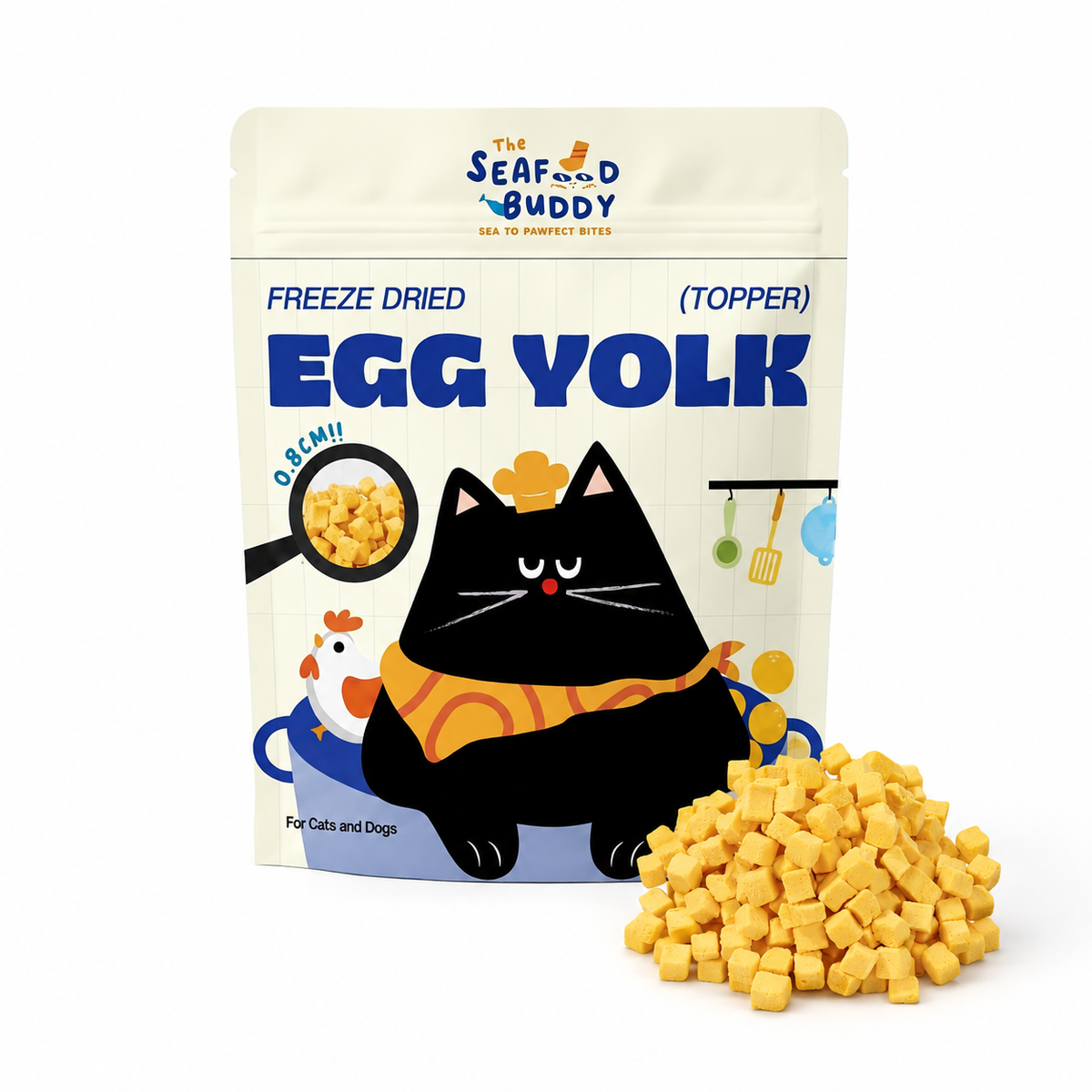 Egg Yolk 0.8cm - Perfect Bite Size For Cats & Dogs  [Small & Senior Pets]