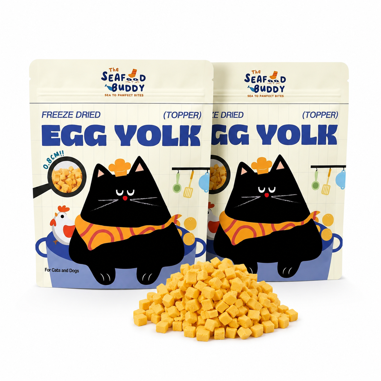Egg Yolk 0.8cm - Perfect Bite Size For Cats & Dogs  [Small & Senior Pets]