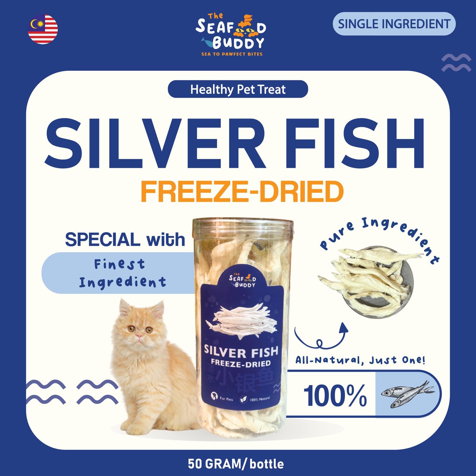 Silver Fish |Calcium-Rich for Strong Bones & Teeth | Small Fish for Easy Eating | Cat & Dog