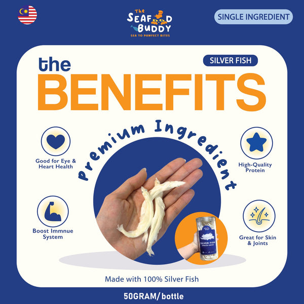 Silver Fish |Calcium-Rich for Strong Bones & Teeth | Small Fish for Easy Eating | Cat & Dog