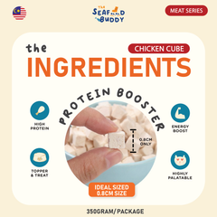 Chicken Cube 0.8cm - Perfect Bite Size for Cats & Dogs [Small / Senior Pets]